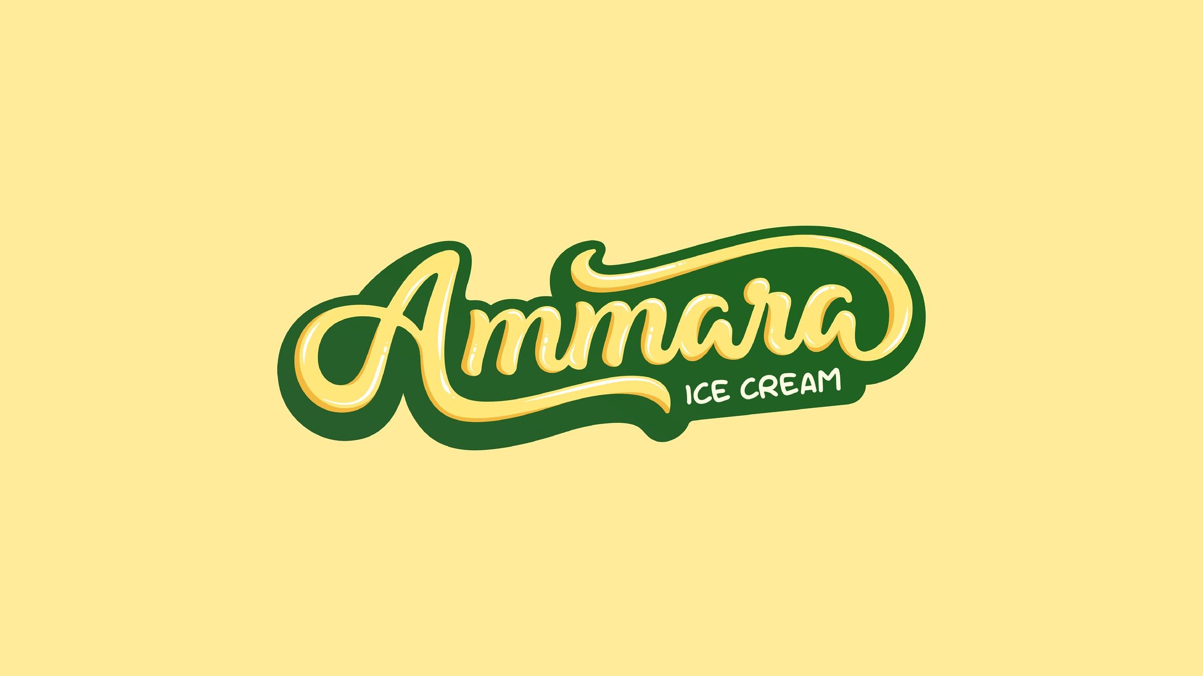 Ammara Ice Cream logo on butter yellow