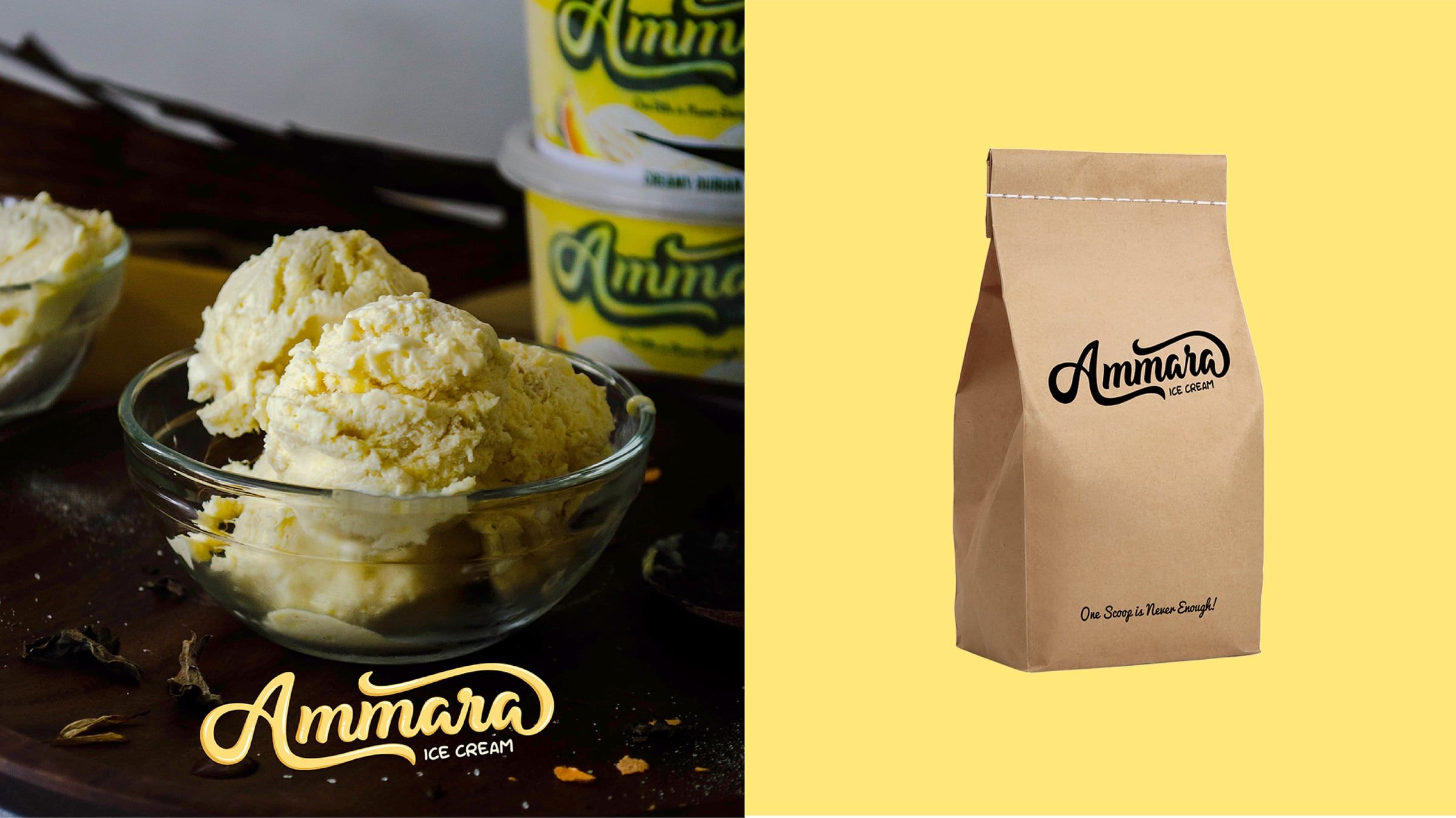 Durian ice cream and a kraft bag