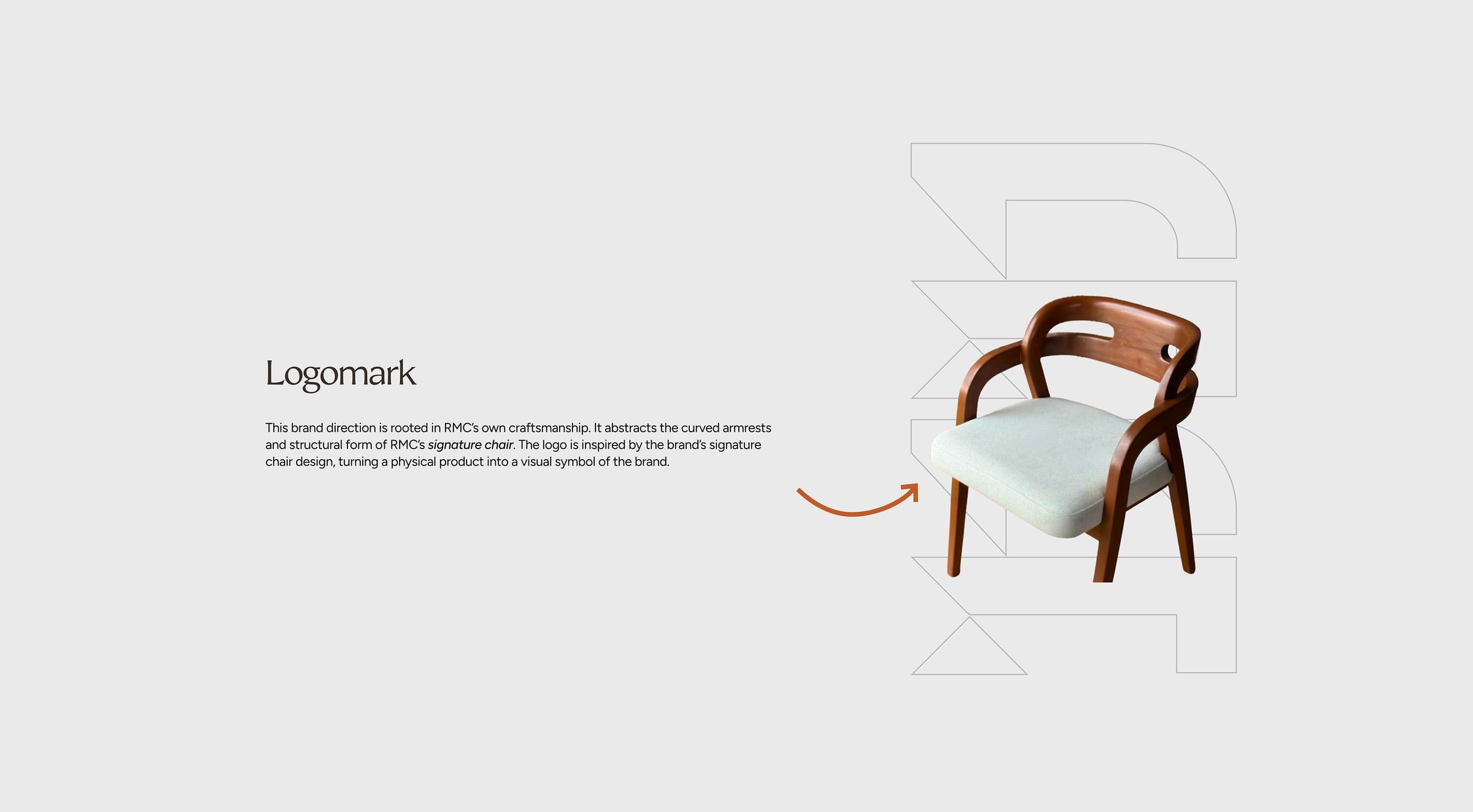Logomark study derived from RMC's signature chair