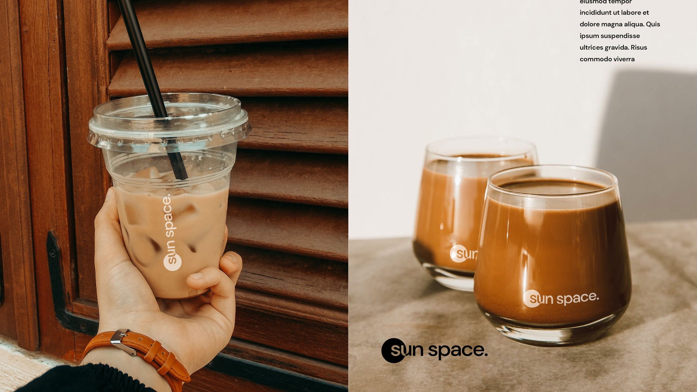 Iced coffee and hot chocolate with the logo