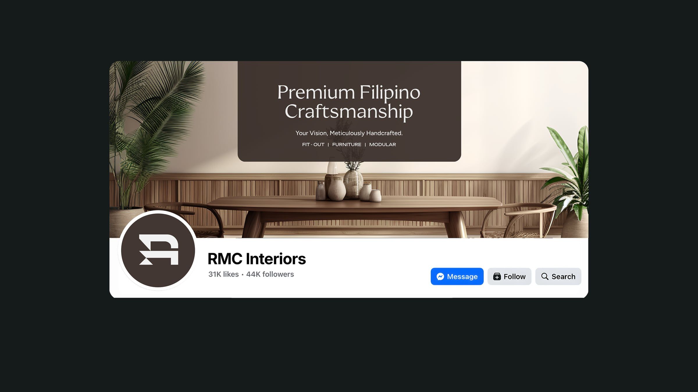 Facebook page cover: Premium Filipino Craftsmanship