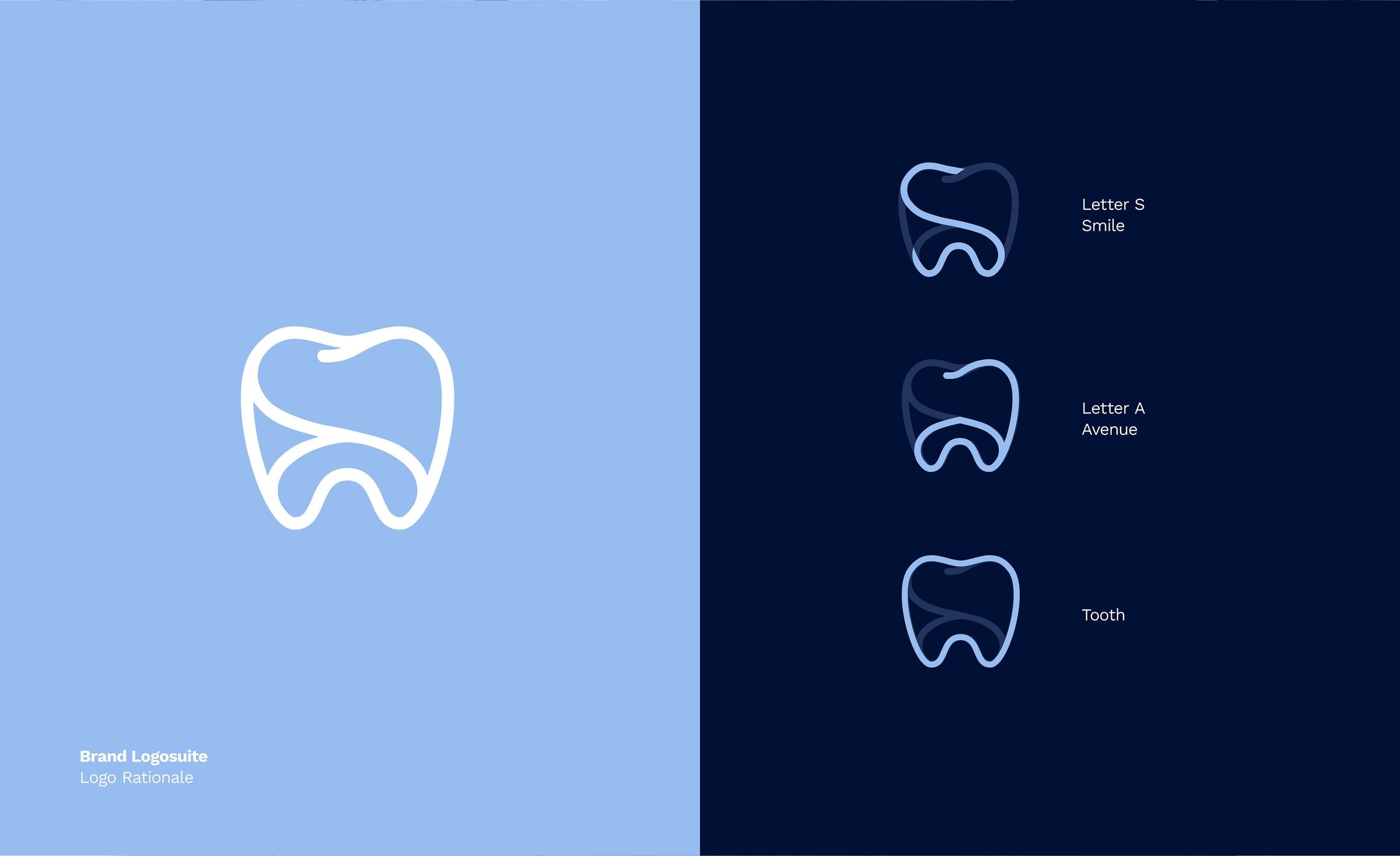 Logomark references: letter S, letter A, tooth