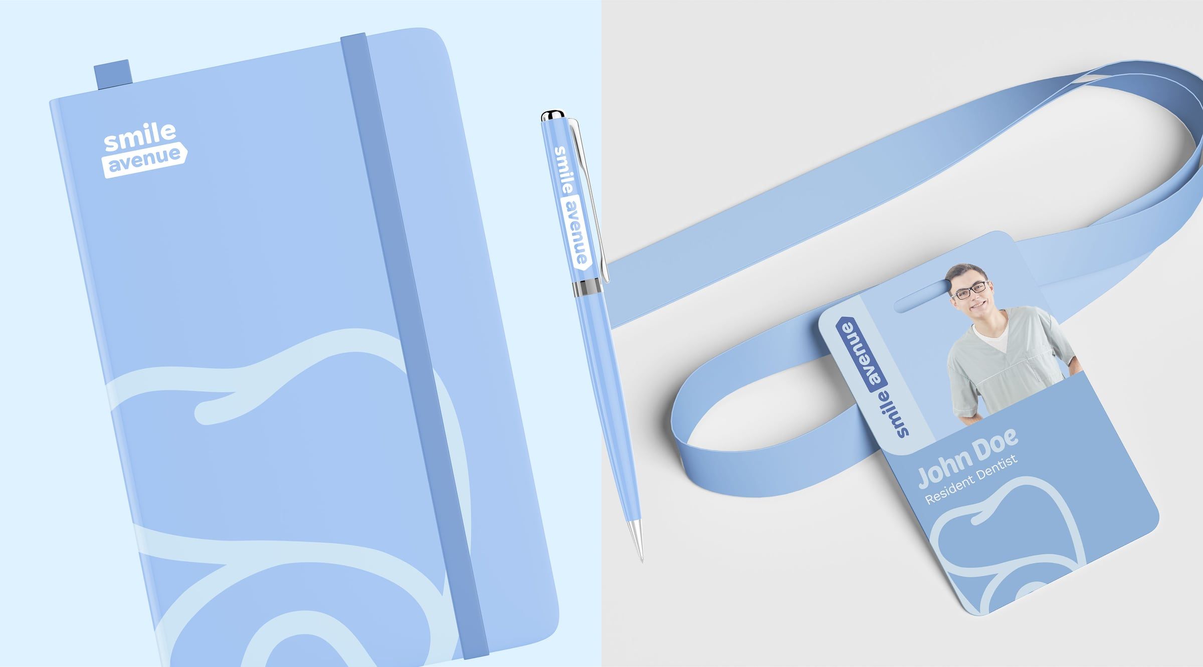 Notebook, pen and lanyard ID