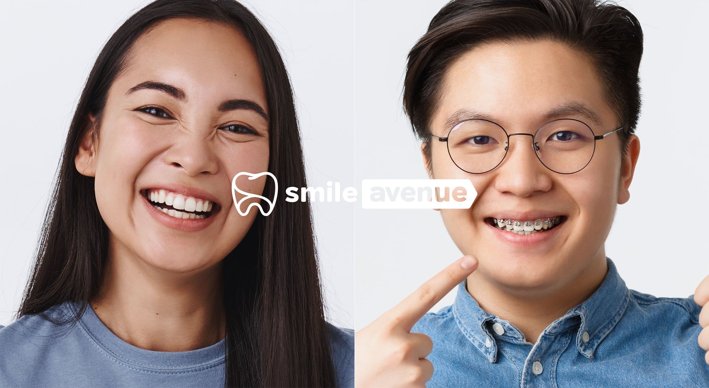 Two people smiling, from our Smile Avenue brand campaign